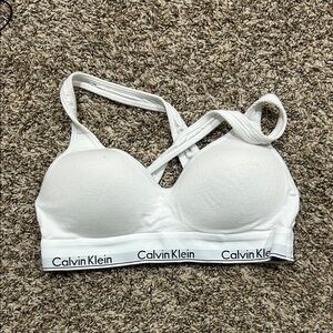 Calvin Klein White Cross-Back Bra